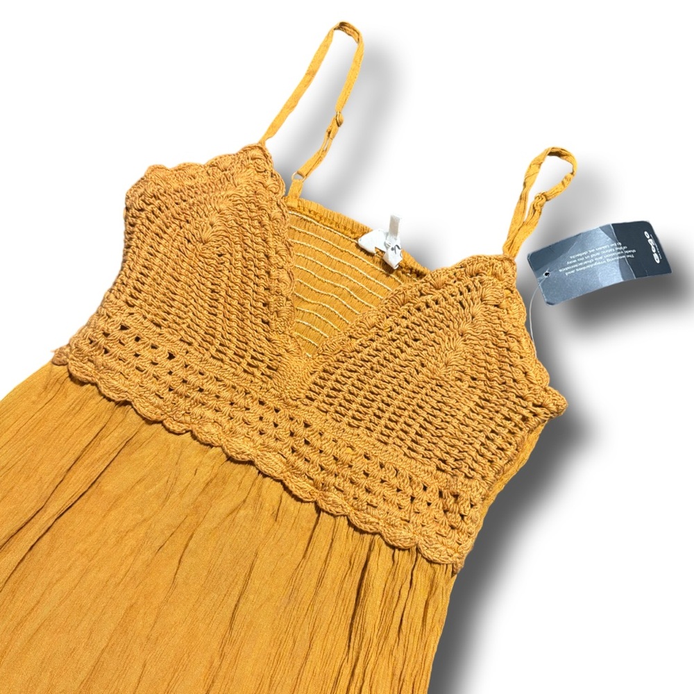 Mustard Yellow Crochet Dress